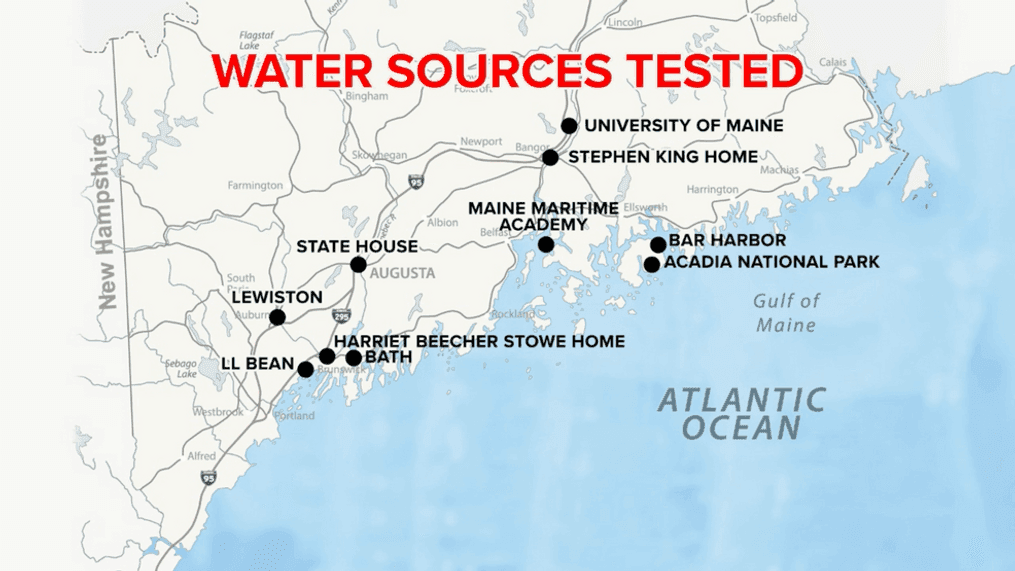 Locations tested in Maine